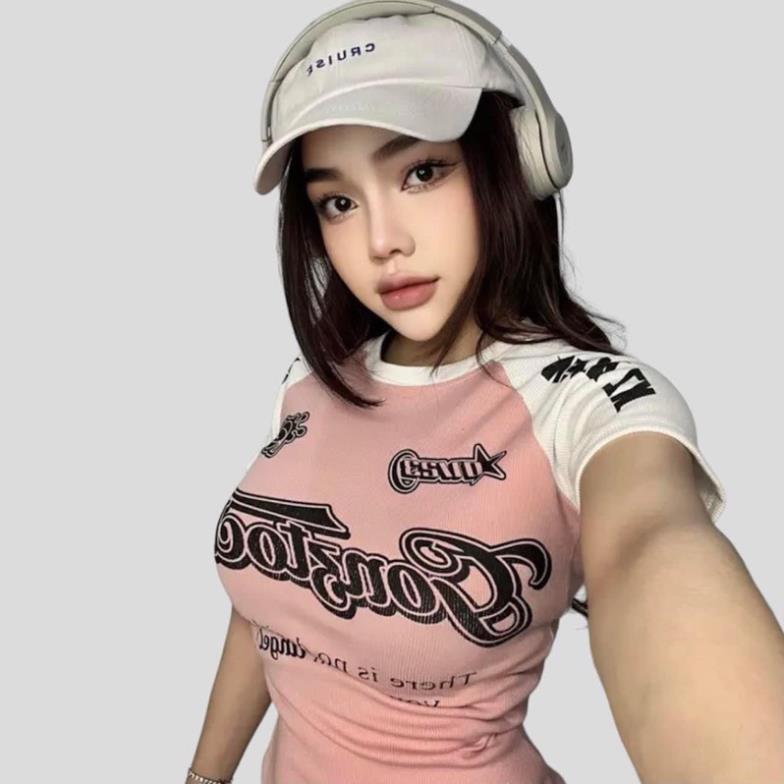 [Hàng Hot] Áo Baby Tee Phối Viền Tay Anger Ôm Bdoy Cá Tính Phong Cách Retro - Đen