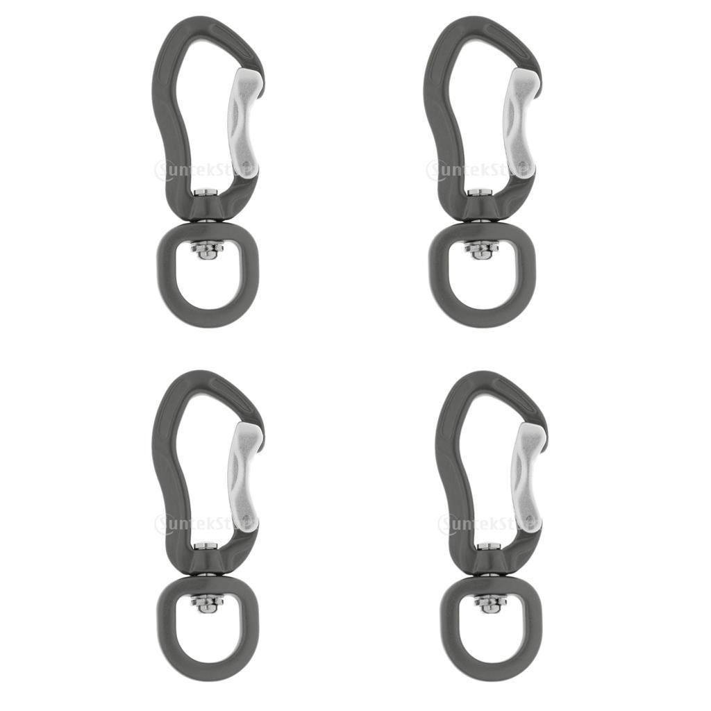 4pcs 400KG Swivel Carabiner Hook Climbing Backpack Hanging Hook Durable Gray 7.5cm x 2.7cm
