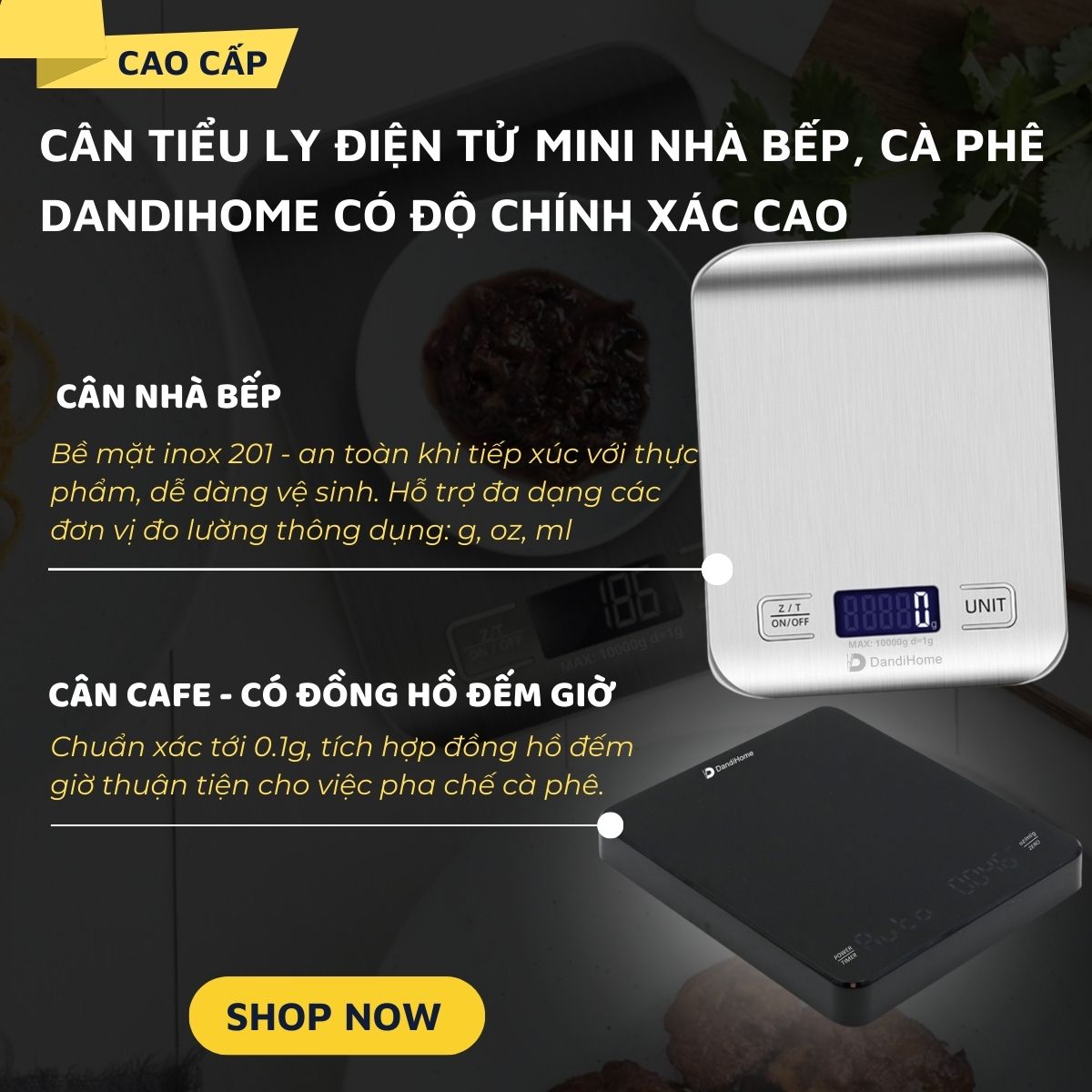 Cân tiểu ly điện tử mini nhà bếp, cà phê DandiHome có độ chính xác cao