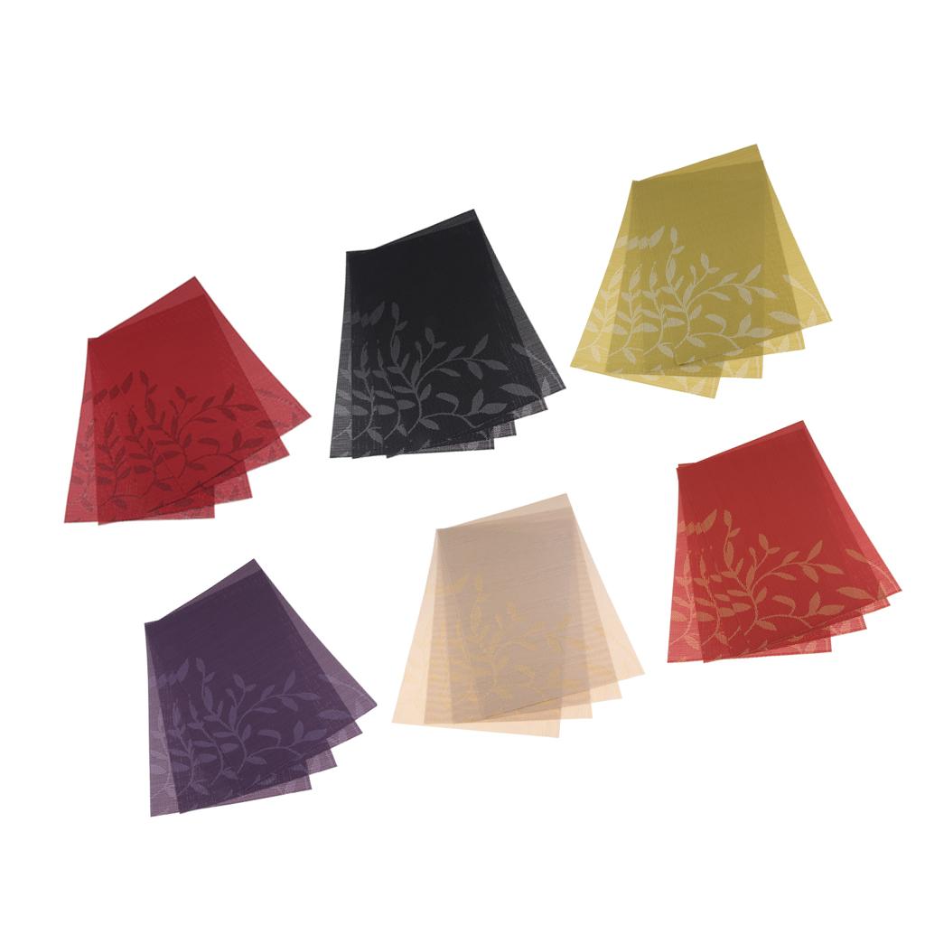 4pcs Rectangle PVC Place Mat Table Pad Dishware Coasters Dining Room Red