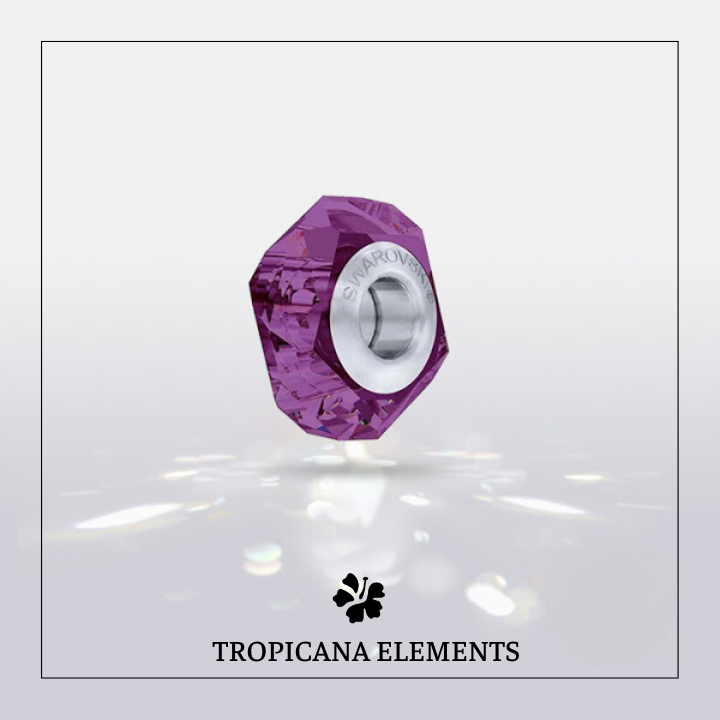 Lắc Tay Tropicana Phối Charm Swarovski Pave Tim Tím