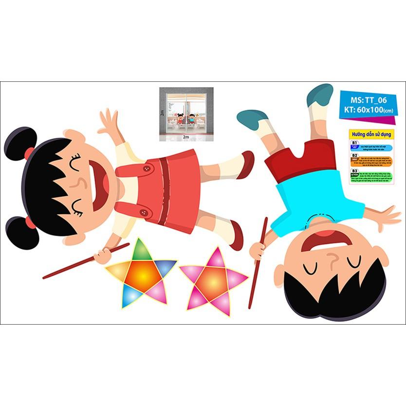 DECAL TRANG TRÍ TRUNG THU SỐ 6 BÉ VUI CHƠI LỒNG ĐÈN