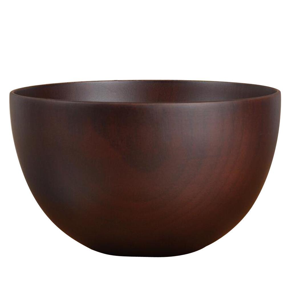 Set 2PCS Natural Wooden Bowl Rice Bowl Dessert Cereal Soup Bowl Table Decor