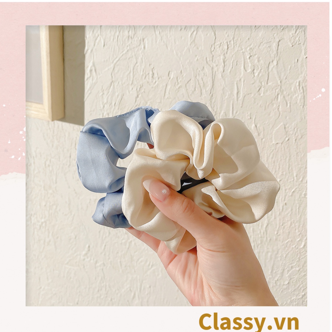 DÂY CỘT TÓC VẢI SCRUNCHIES SATIN MỜ HOT TREND, chất liệu satin mờ PK213