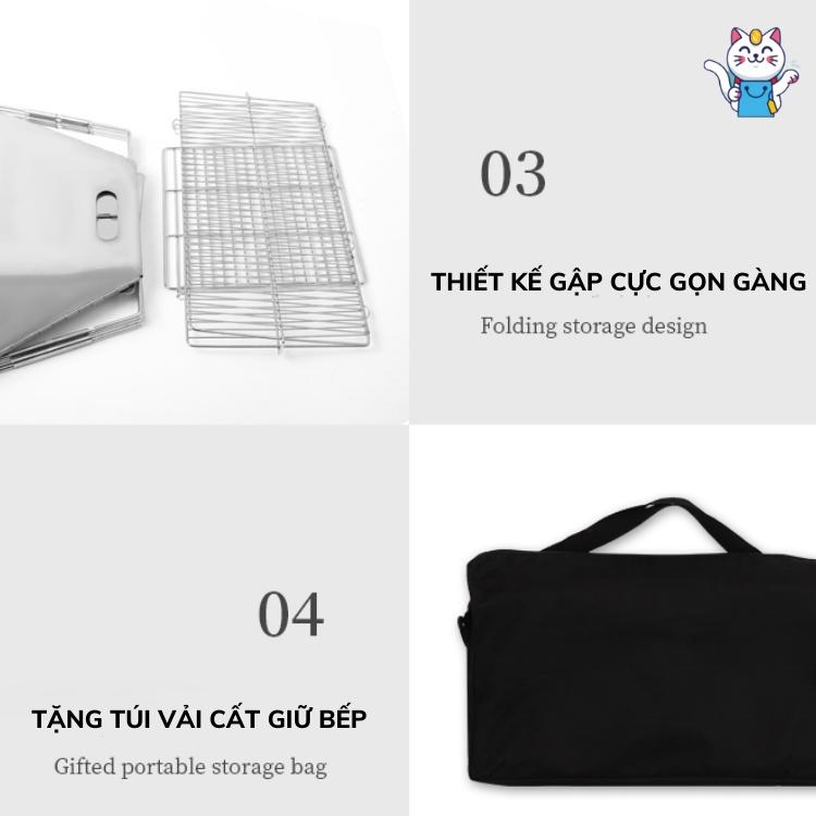 Bếp Nướng Dã Ngoại , Phượt , Cắm Trại, Nướng cả Than và Củi MiBanStore Gập Gọn