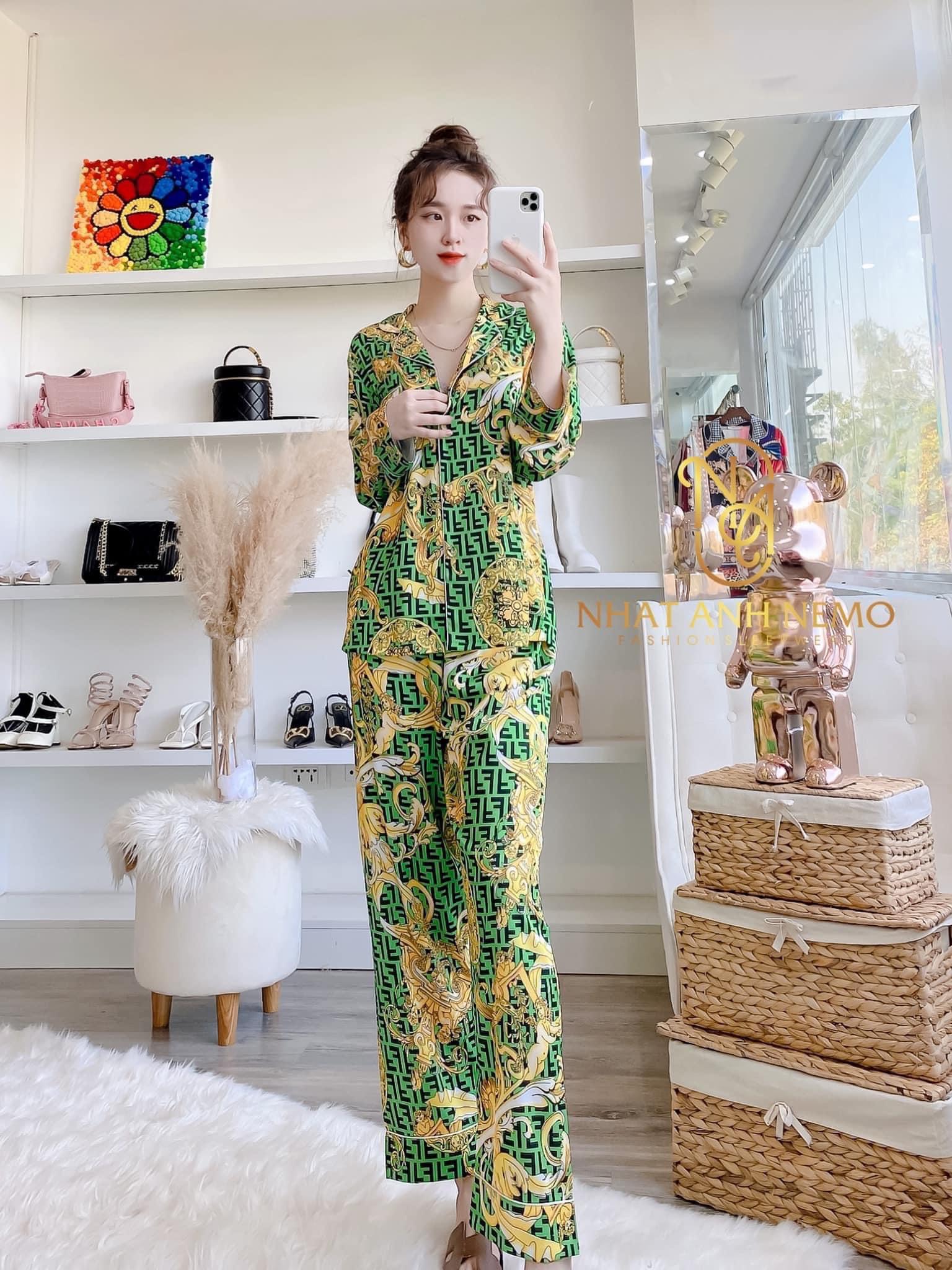 Bộ Mặc Nhà Pijama Lụa Qc Thiết Kế Sang Chảnh Mẫu Mới