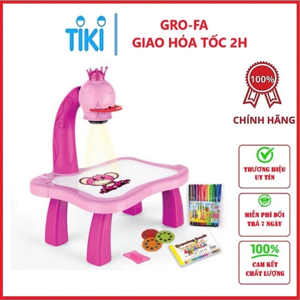 Bàn vẽ thông minh cho bé có đèn chiếu sáng , bảng vẽ tự xóa nhiều hình kèm màu và giấy vẽ