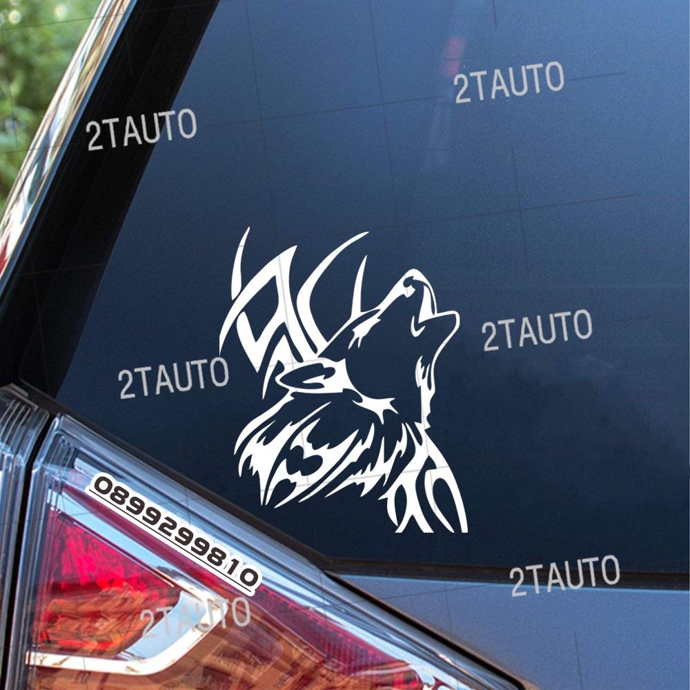 Tem decal sticker dán xe HÌNH CHÓ SÓI CỠ LỚN, chống thấm nước, logo CON SÓI WOLF dán trang trí xe hơi - MẪU 1