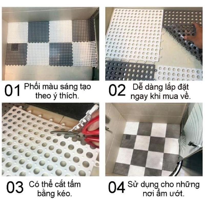 Tấm lót sàn,thảm nhựa lỗ kháng khuẩn,chống trơn,trượt kt30*30 cm sạch sẽ,thoáng mát,êm chân,an toàn cho trẻ