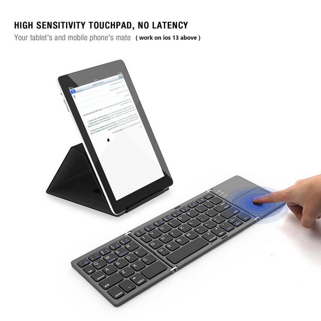 Foldable Bluetooth Keyboard Bluetooth 3.0 Rechargable Portable Mini BT Wireless Keyboard with Touchpad for Android, Windows, PC