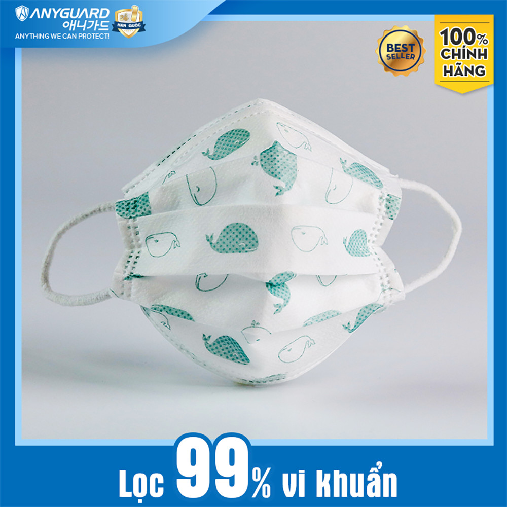 Khẩu Trang Trẻ Em Anyguard Hàn Quốc 3 Lớp Chính Hãng (Cho Bé Dưới 7 Tuổi - Hộp 50 Chiếc)-베이비 마스크 - Face Mask For Kids Under 7 yearsold-ISO 9001:2015, ISO 13485:2016, QCVN 01:2017/BTC