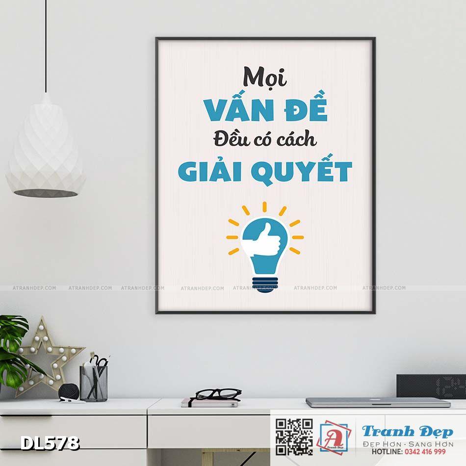 Tranh động lực trang trí phòng làm việc - Mọi vấn đề đều có cách giải quyết - v3 - DL578