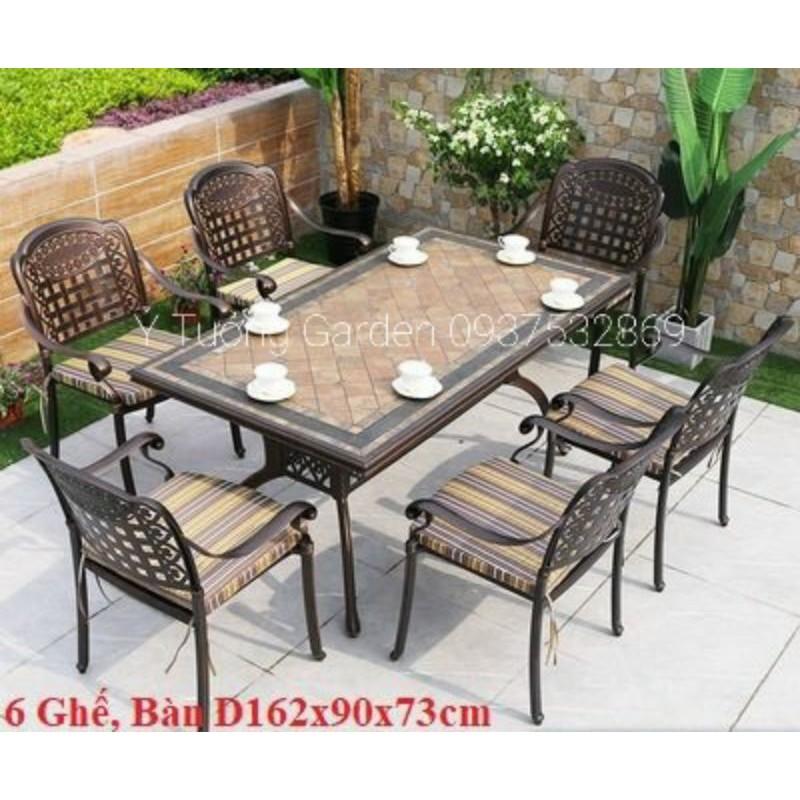 Bộ bàn ăn 8 ghế nhôm đúc cao cấp