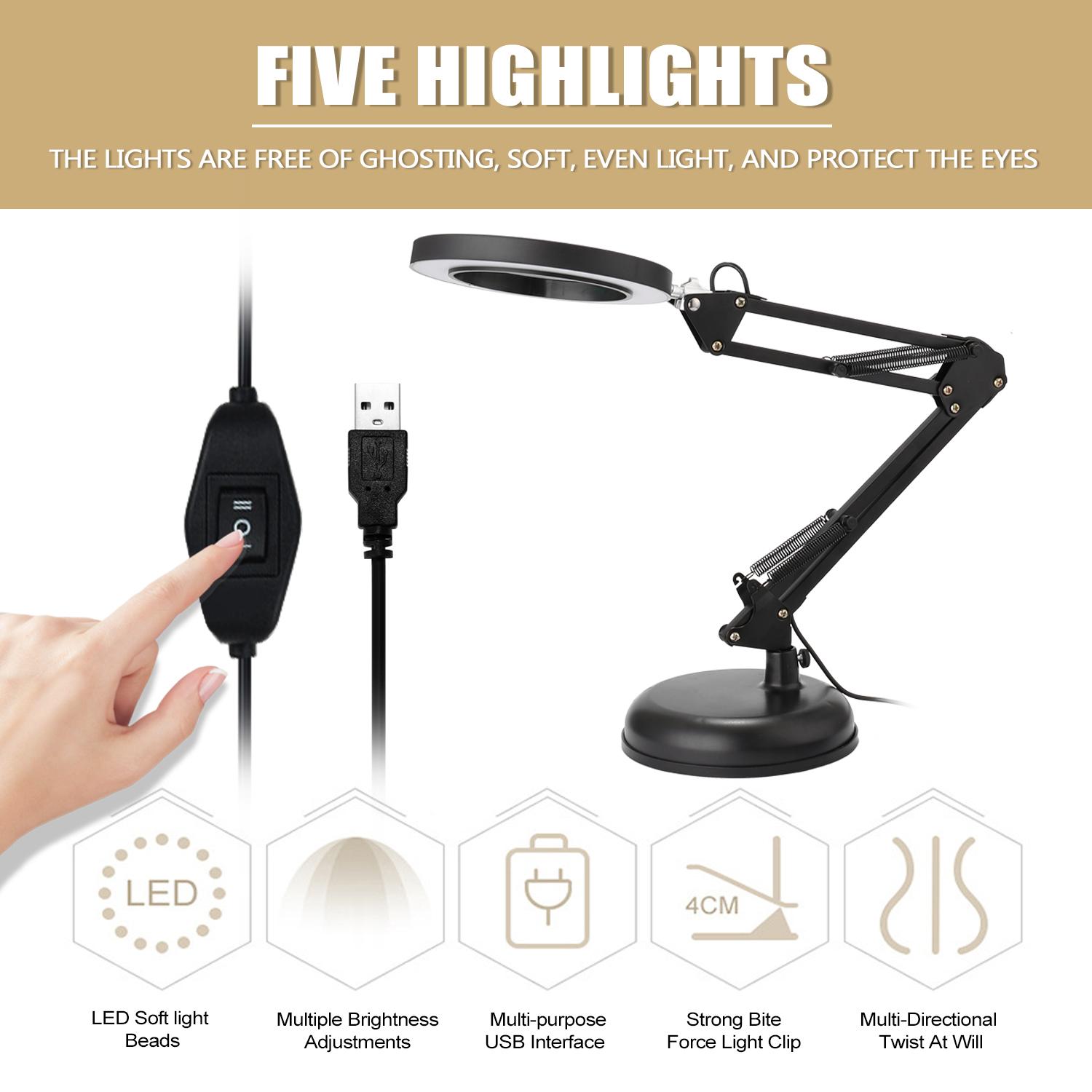 Đèn Bàn Led USB đọc sách có thể gập lại với 2 chế độ điều chỉnh độ sáng cho người cao tuổi và học sinh