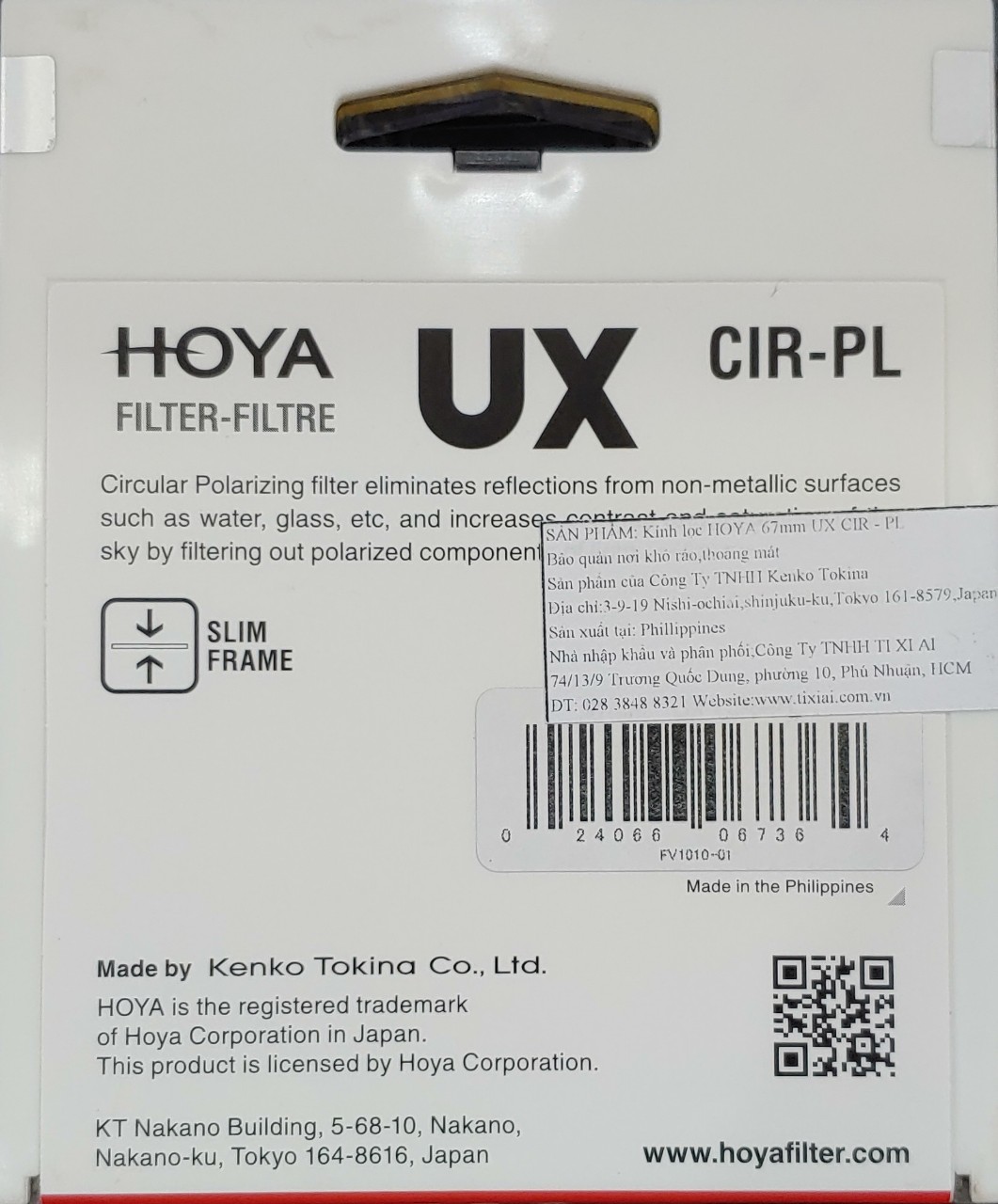 Filter Kính lọc Hoya CPL UX, Hàng chính hãng