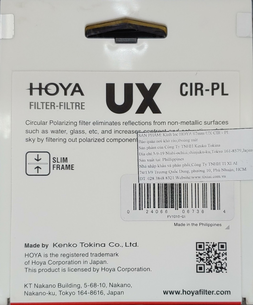 Filter Kính lọc Hoya CPL UX, Hàng chính hãng