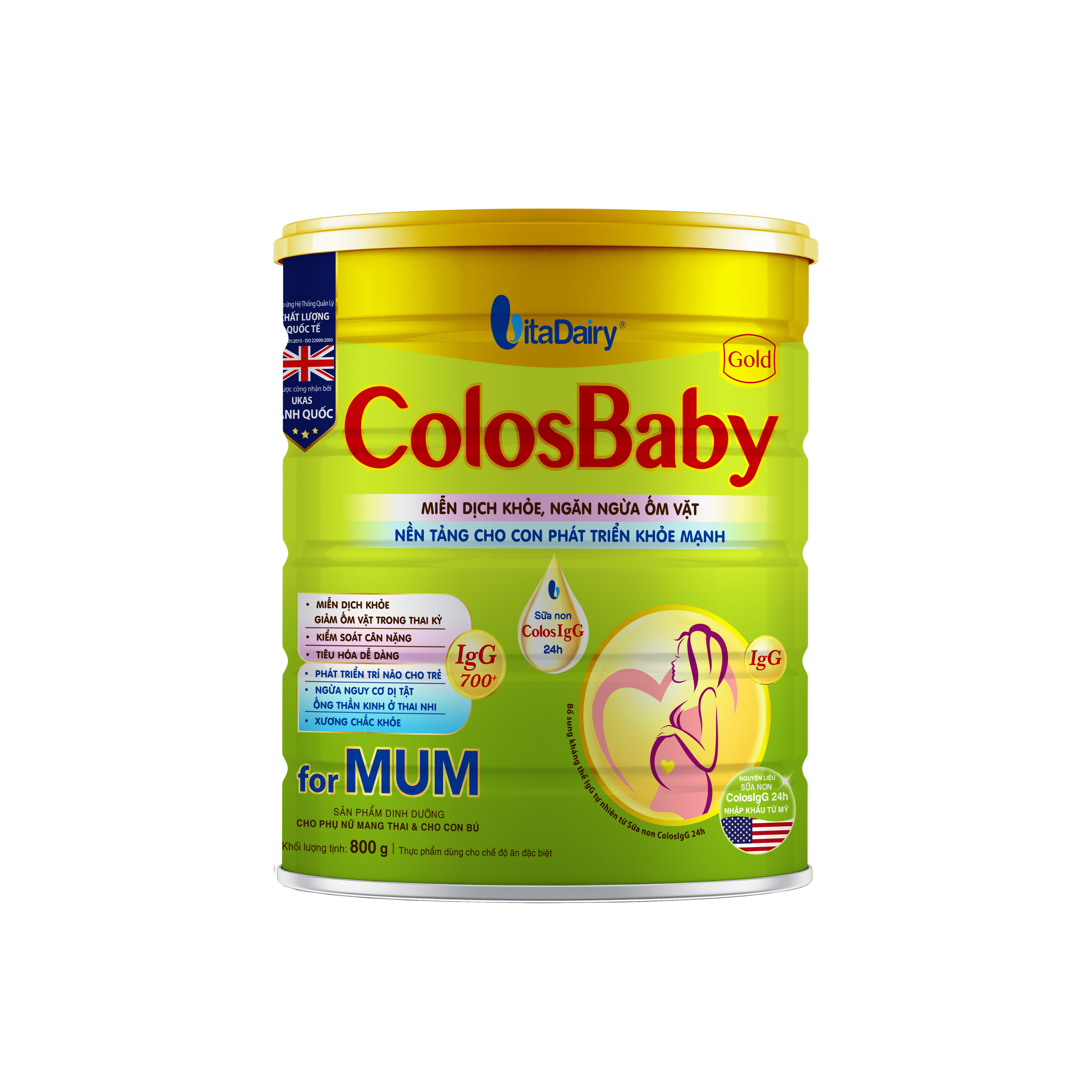 Sữa bột ColosBaby Gold Mum 800G giúp mẹ thai kì khỏe mạnh, giảm ốm vặt - VitaDairy