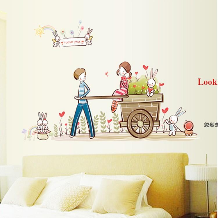 Sticker Decal dán tường  Xe kéo hoa - AY7094