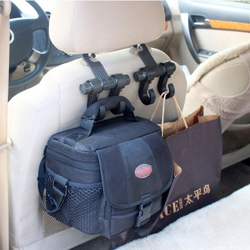 Set 2 Móc Đôi Treo Đồ Gắn Ghế Sau Xe Hơi Tiện Dụng Giá Đỡ Chịu Sức Nặng Lớn Tiện Lợi Nhỏ Gọn