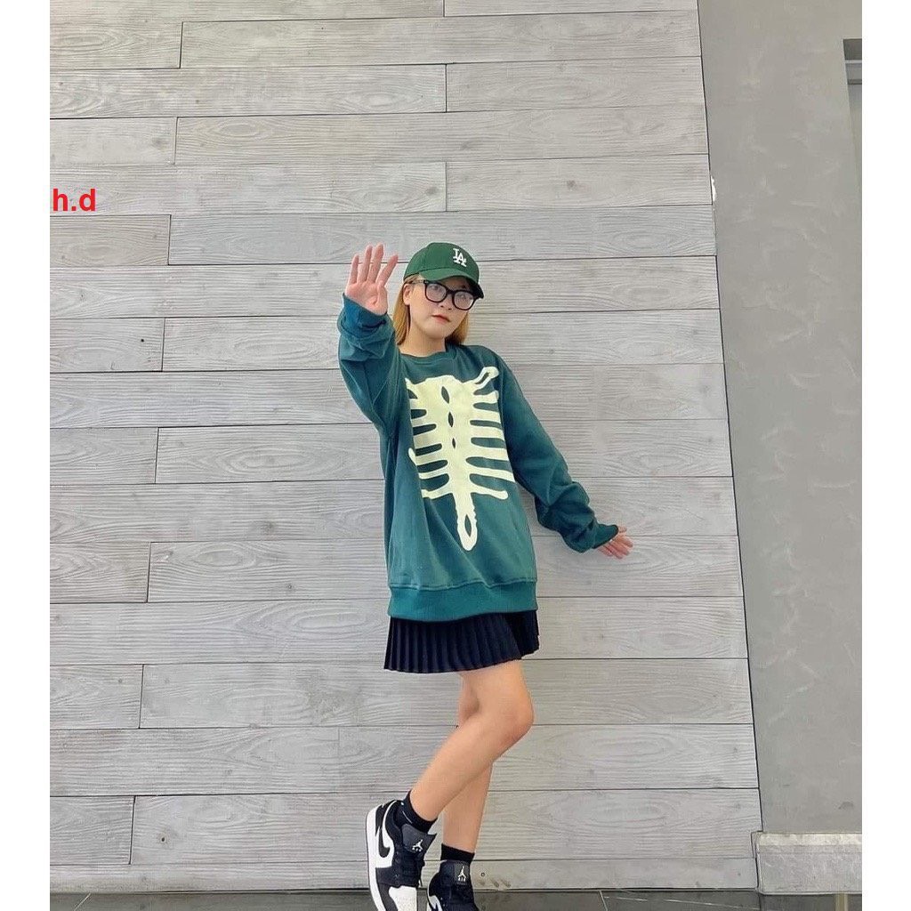 Áo sweater nỉ nam nữ áo sweater xương unisex form rộng