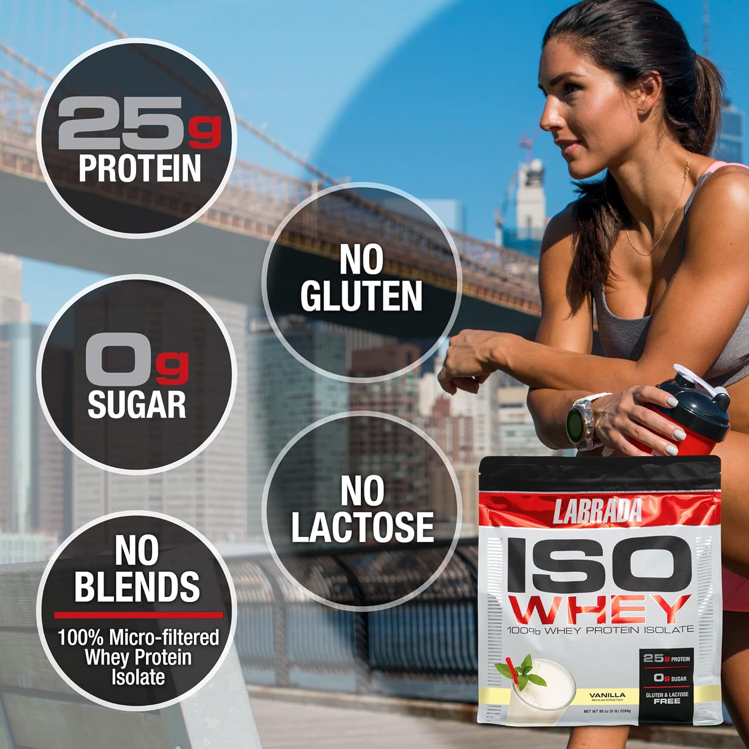 (BBT) Iso Whey Labrada (5Lbs - 2.3Kg) Whey Protein Isolate Hỗ Trợ Tăng Cơ Giảm Mỡ Bổ Sung Bcaa, Glutamine Không Lactose