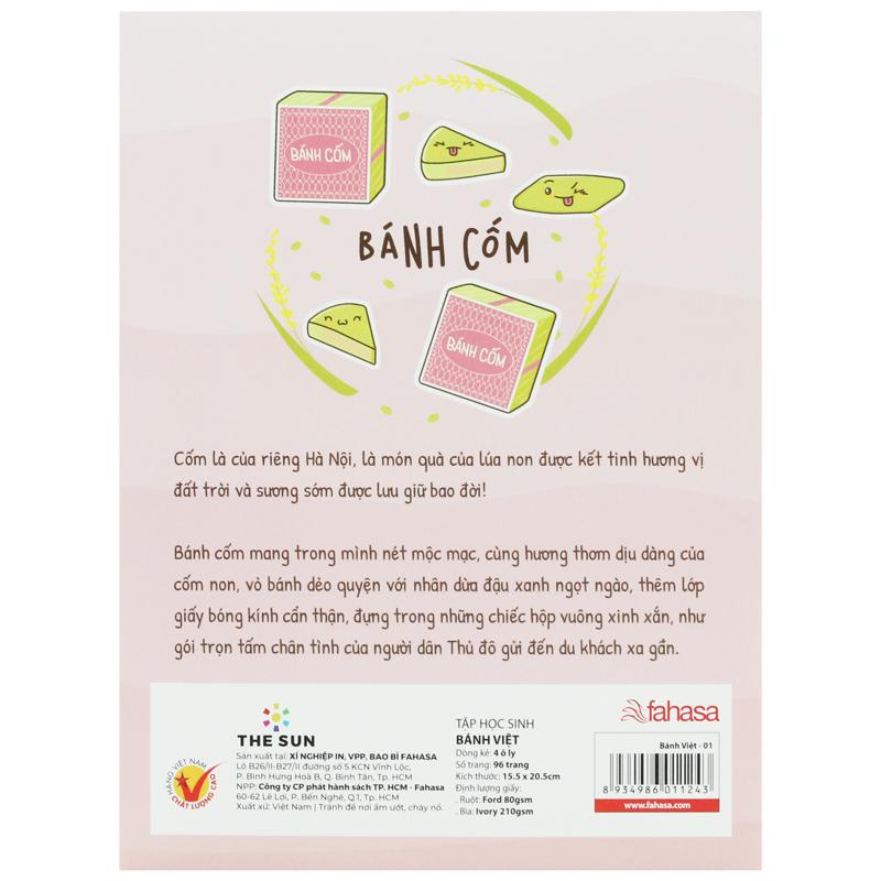 Combo 10 Tập Học Sinh Bánh Việt - Miền Nam - 4 Ô Ly - 96 Trang 80gsm - The Sun 01 - Bánh Cốm - Tặng Nhãn Vở Kèm Sticker