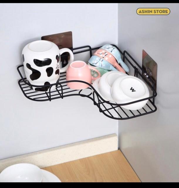 Sale giảm giá_ kệ góc treo dán tường màu đen siêu chắc
