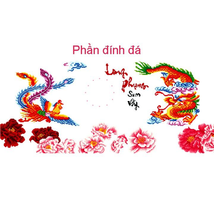 Tranh đính đá Long phụng sum vầy VS067 - 112*54cm - tự đính