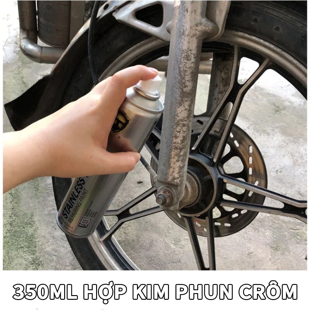 Chai Xịt Sơn Bạc Mạ Crom Sáng Bóng STAINLESS STEEL 350ml | Làm Mới Đồ Vật, Bám Dính Tốt, Khô Nhanh