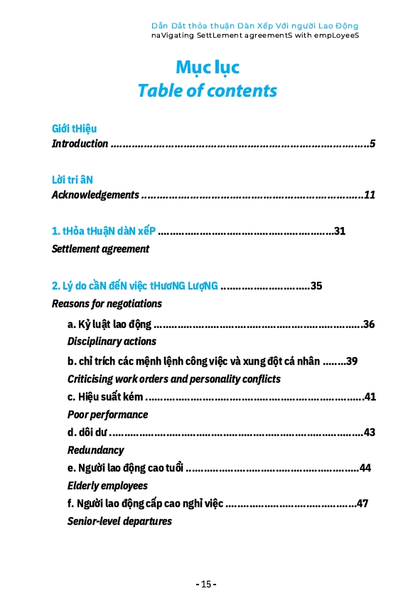 Dẫn dắt thỏa thuận dàn xếp với người lao động - HP329