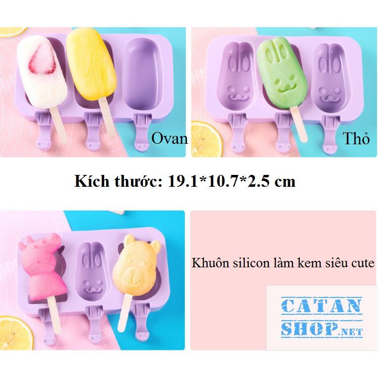 Khuôn silicon làm kem trái cây hình dáng siêu cute, đáng yêu, dễ thương tặng Kèm 50 que gỗ GD305-Khuonkem