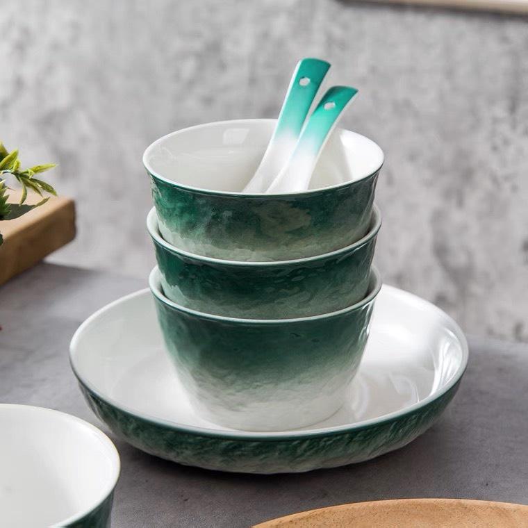 Bát cơm, tô canh sứ vân đá cao cấp phong cách Bắc Âu