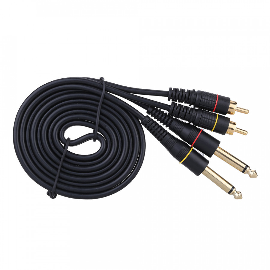 5ft Dual RCA Male Jack to Dual 6.35mm 14 TS Male Plug Stereo Audio Cable Cord Wire for Mixer AV Amplifier 1