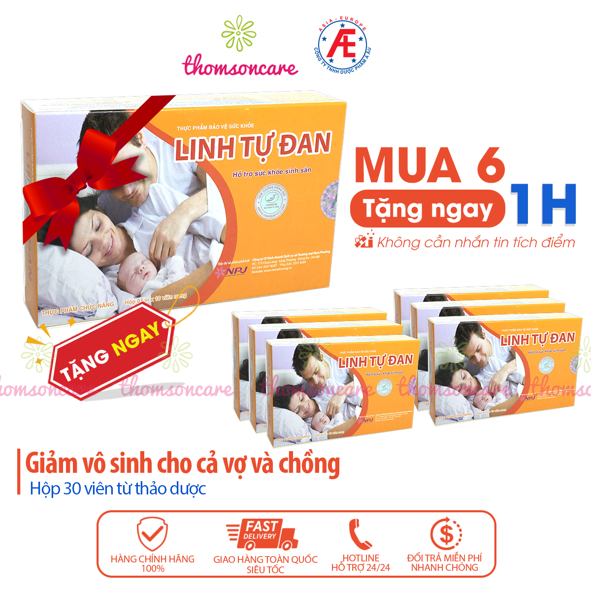  Viên uống Linh Tự Đan Combo 6H tặng ngay 1H - Giải Pháp Cho Vô Sinh Hiếm Muộn - hỗ trợ giảm vô sinh nam nữ từ thảo dược, cao nhân sâm, tăng khả năng thụ thai, mang thai