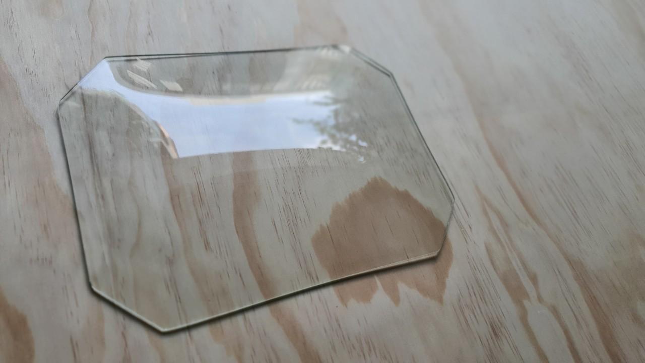 Kính CONG (MO) hình bát giác NGANG (bằng thủy tinh 2mm) dùng cho đồng hồ treo tường, đồng hồ cổ, đồng hồ  treo tường mặt hình bát giác đứng