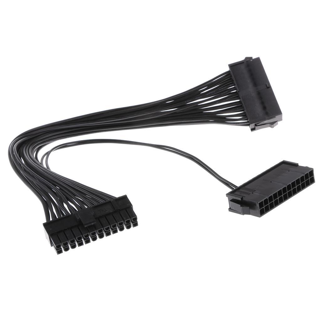 2x ATX 24 Pin Dual PSU Power Supply Extension Cable Synchronous Mining Cord