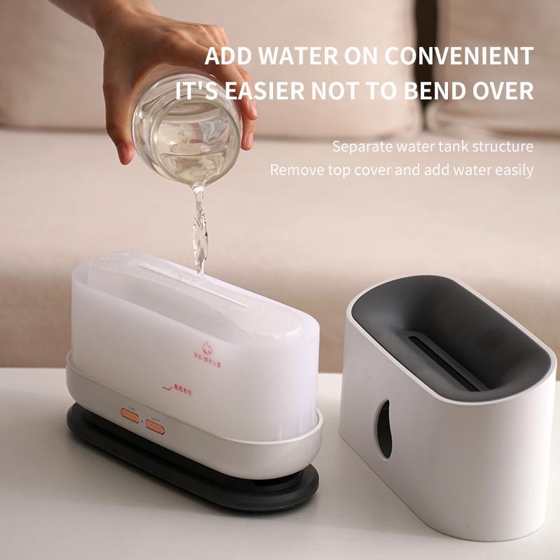 Air Humidifier with Flame Night Light Quiet 200ml Water Tank Aroma Diffuser