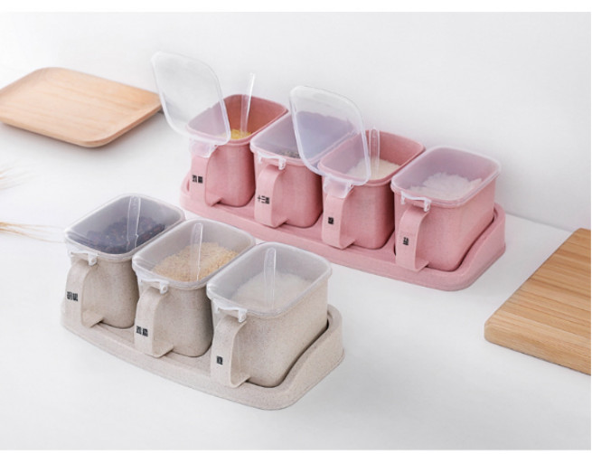 BỘ 4 HŨ ĐỰNG GIA VỊ LÚA MẠCH