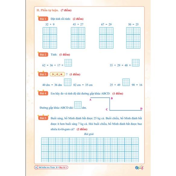 Sách - Đề Kiểm Tra Toán Lớp 2 - Cánh Diều - Học Kì 1 (1 cuốn)