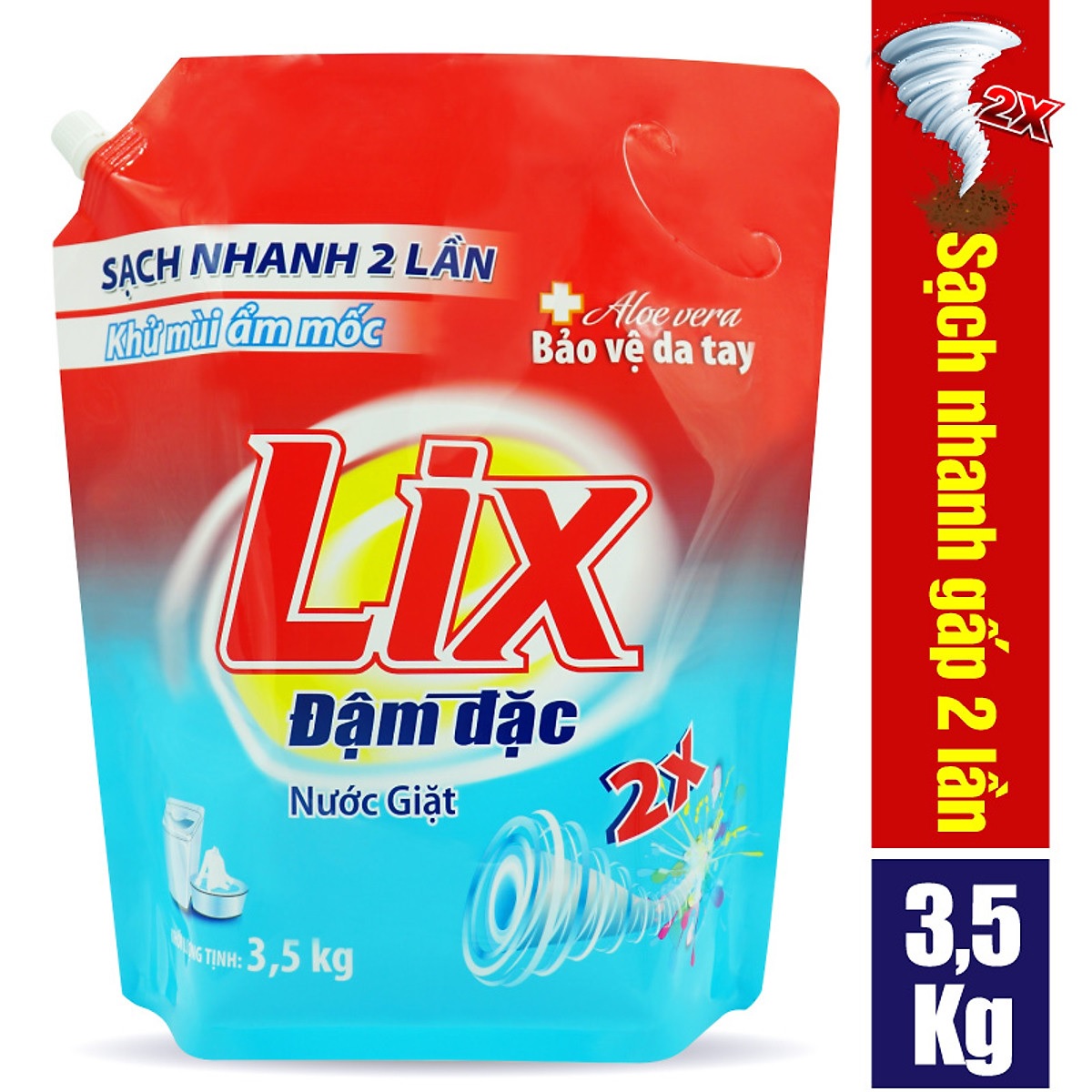 Combo 2 Túi nước giặt Lix đậm đặc Hương Hoa 3.5Kg - Tẩy Sạch Cực Mạnh Vết Bẩn - 2C-NG350