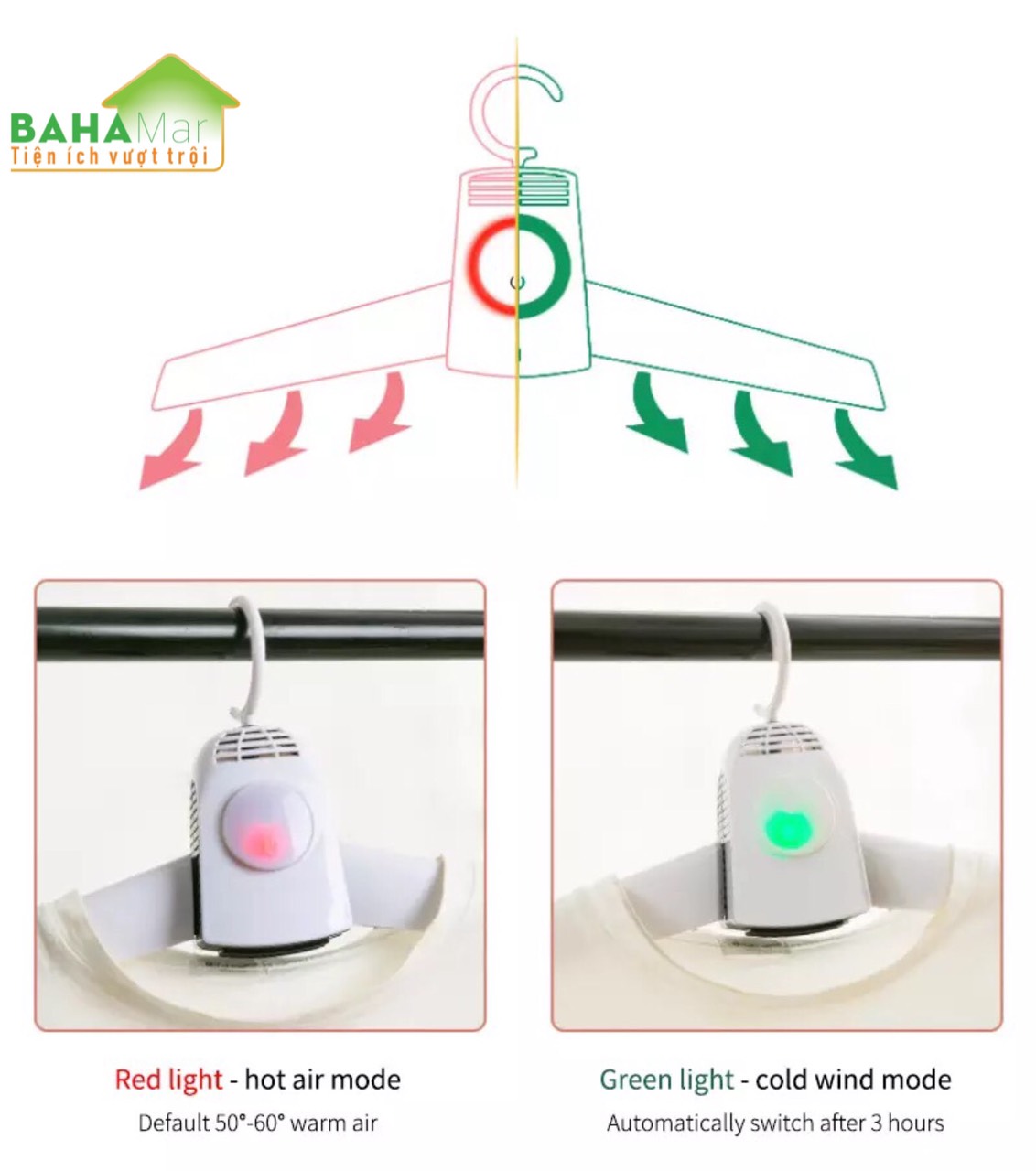 MÓC TREO DI ĐỘNG SẤY QUẦN ÁO, GIẦY CÓ THỂ GẤP GỌN - MÁY SẤY XÁCH TAY "BAHAMAR" tiện lợi mang theo đi du lich, đi công tác