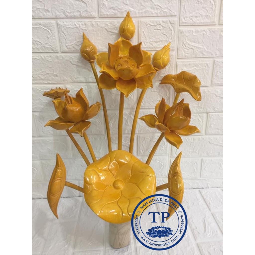 Hoa sen thờ gỗ mít cấm lọ KH65499