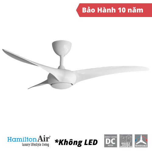 Quạt Trần TOBAGO WHITE - Có Đèn Led Độc Đáo - Động Cơ DC Vận Hành Êm Ái Bền Bỉ - Kiểu Dáng Hiện Đại Sang Trọng - Hàng Chính Hãng