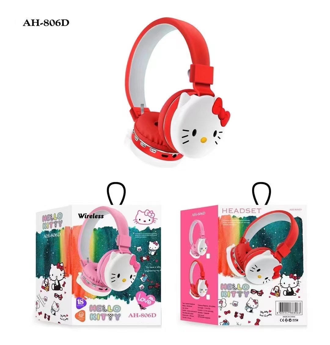 Tai Nghe Không dây Floveme Hello Kitty AH806d ,Tai Nghe Bluetooth Hoạt Hình Điện Thoại Di Động Máy Tính Âm Nhạc Stereo-Hàng chính hãng