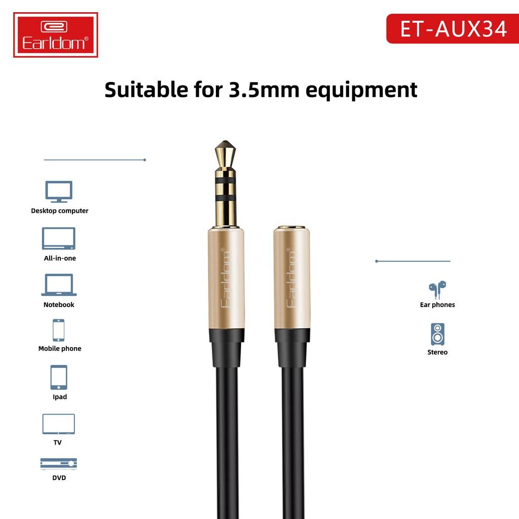 Đầu giắc Jack chuyển đổi từ chân 3.5mm ra đầu AUX Earldom AUX34 - Hàng Chính Hãng