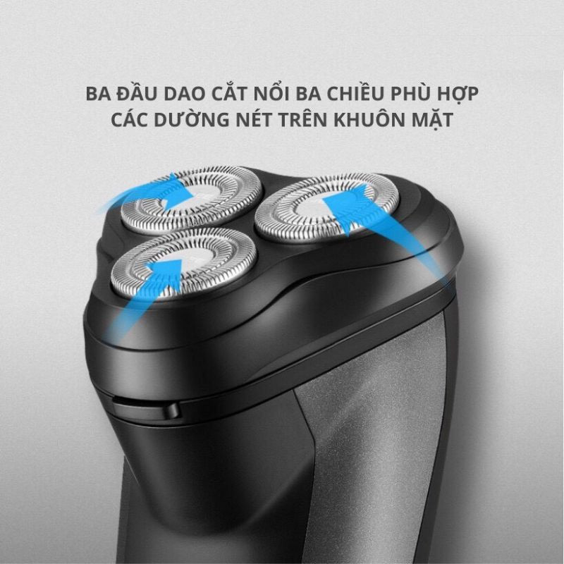 Máy cạo râu nam 9D 4in1 kiêm tỉa lông mũi cao cấp, 3 lưỡi dao kép, công nghệ chống nước IPX7