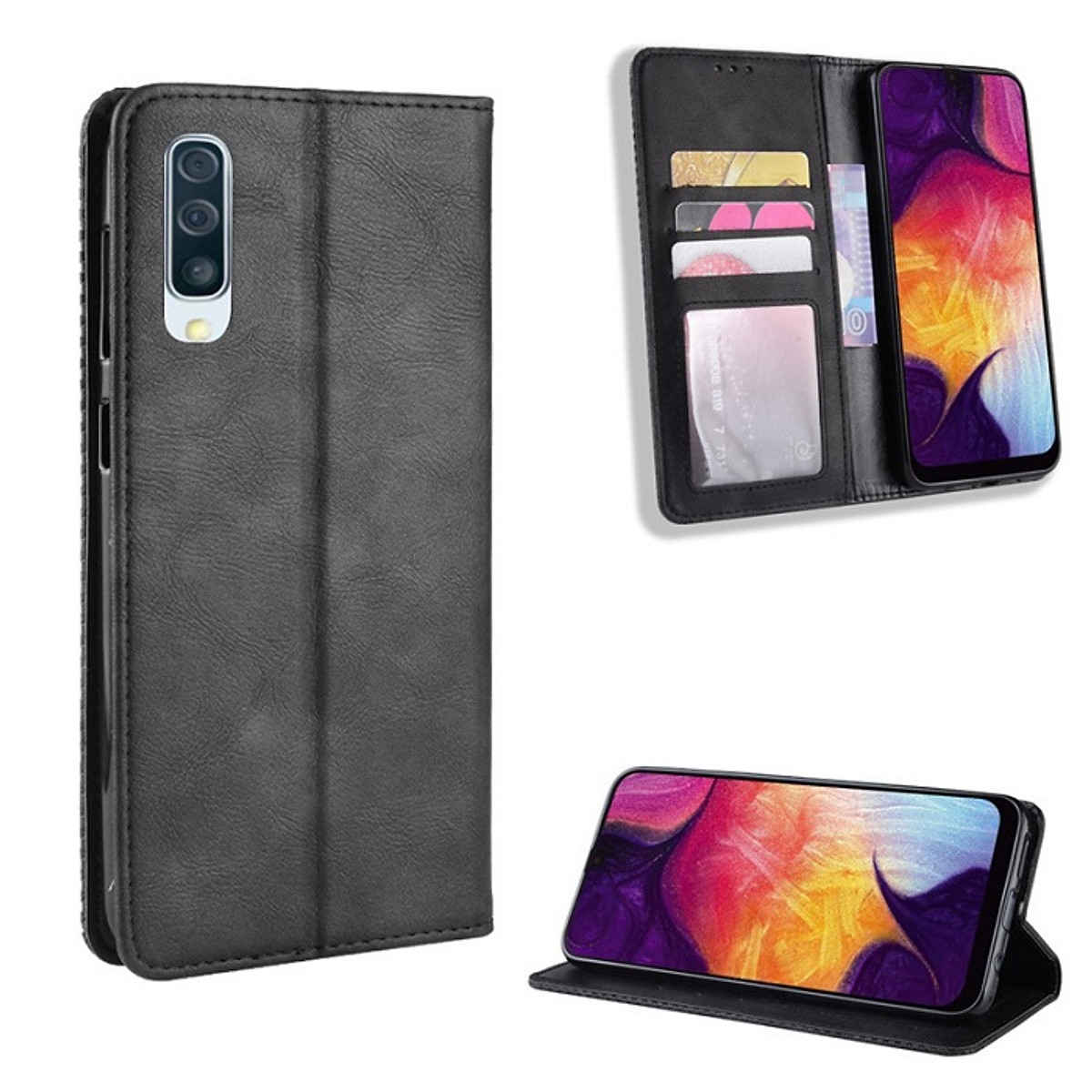 Bao da dạng ví Cao cấp dành cho Samsung Galaxy A30s Luxury Leather
