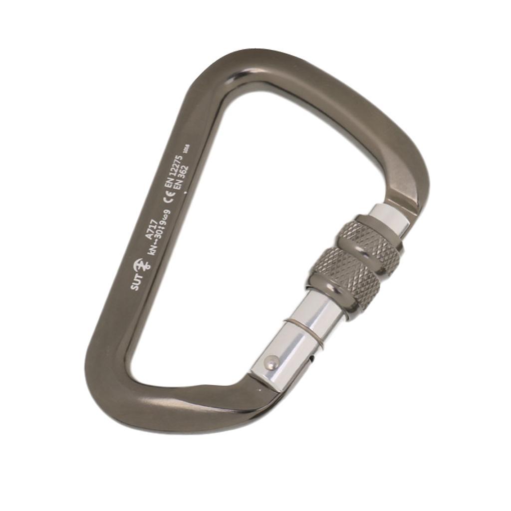 2X 30KN 6720LB Aluminum Shape Screw Locking Climbing Carabiner Grey