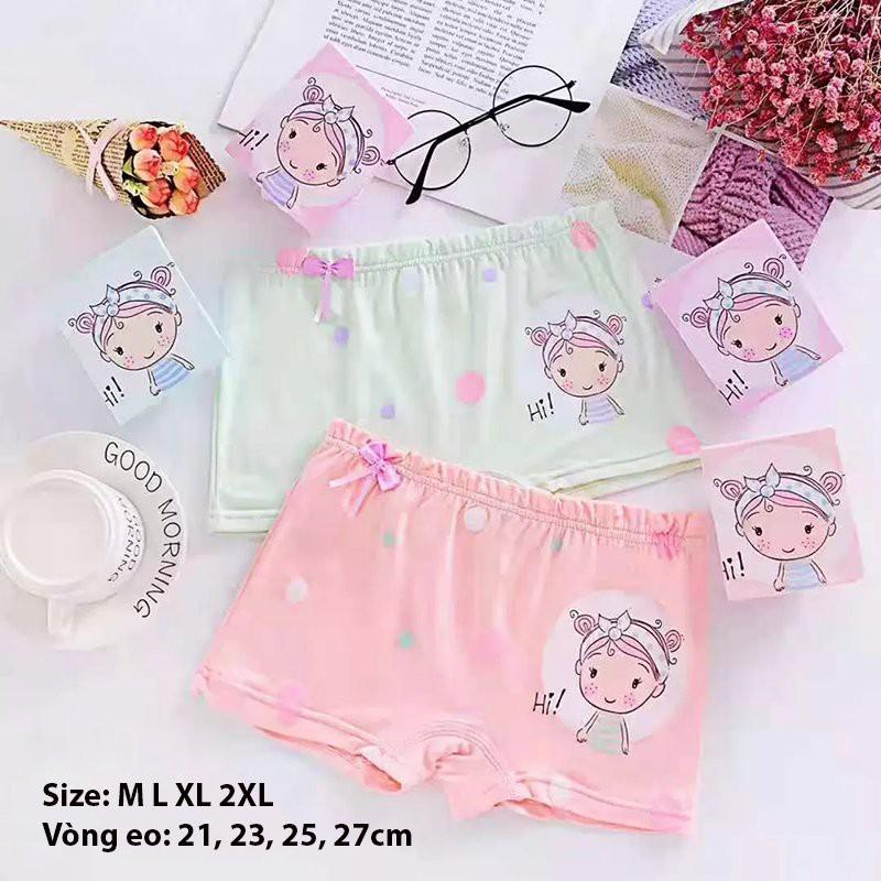 Quần chip đùi bé gái, hình bé gái cột nơ, dễ thương. Hàng cotton cao cấp, bảo vệ vùng kín cho bé gái