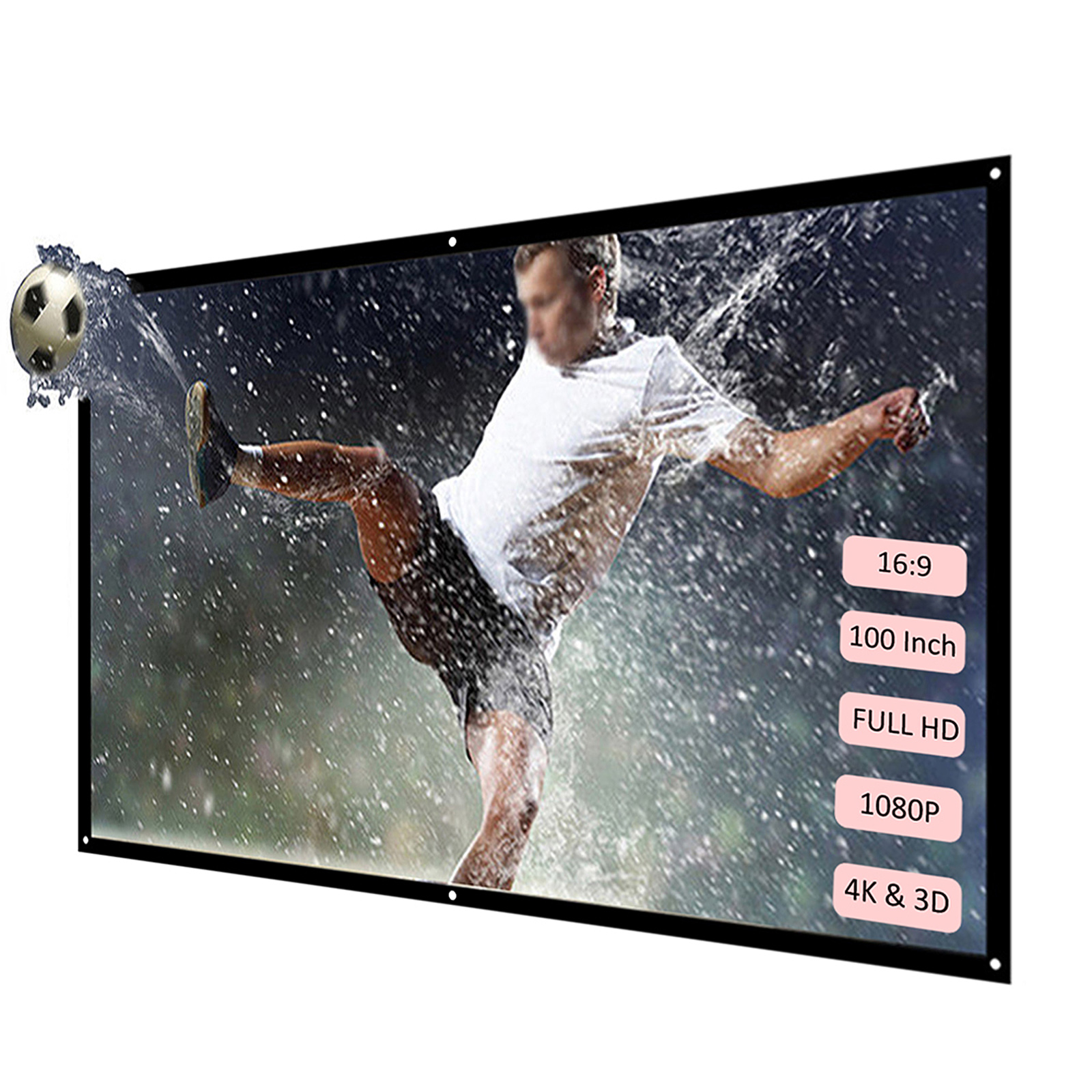 Màn Hình Chiếu HD 120 Inch 16: 9 Có Thể Gập Lại Treo Tường Cho Rạp Hát Tại Nhà/Văn Phòng, Màu Đen Trắng